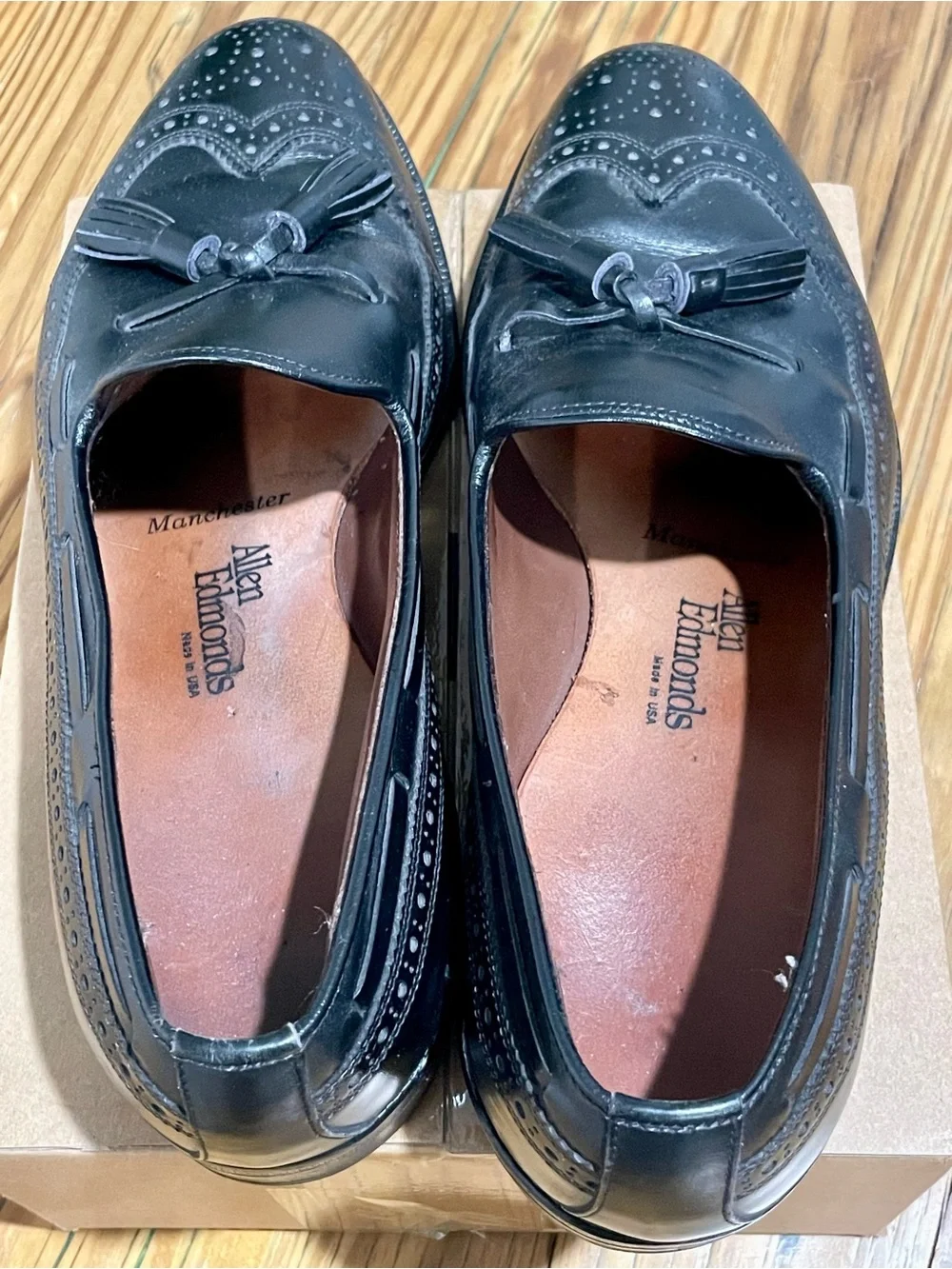 Allen Edmonds Manchester Black Leather Wingtip Tassel Loafers Mens 8.5 C 8507⁠